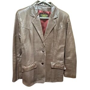 Vintage Garfin Leathers Brown Leather Jacket‎ USA Made Women's 13/14